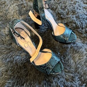 Green Snakeskin Jessica Simpson Platform heels